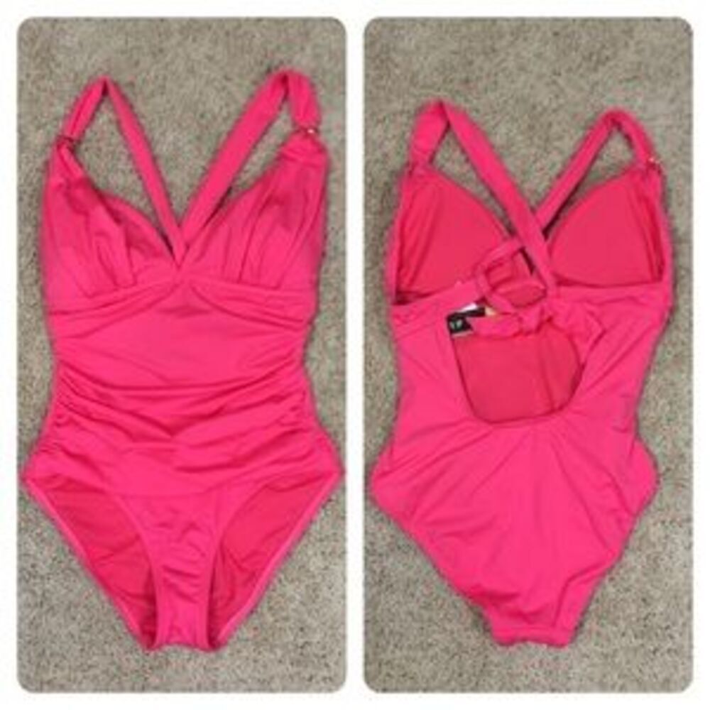 2bamboo Hot Pink Ruched One-Piece Swimsuit